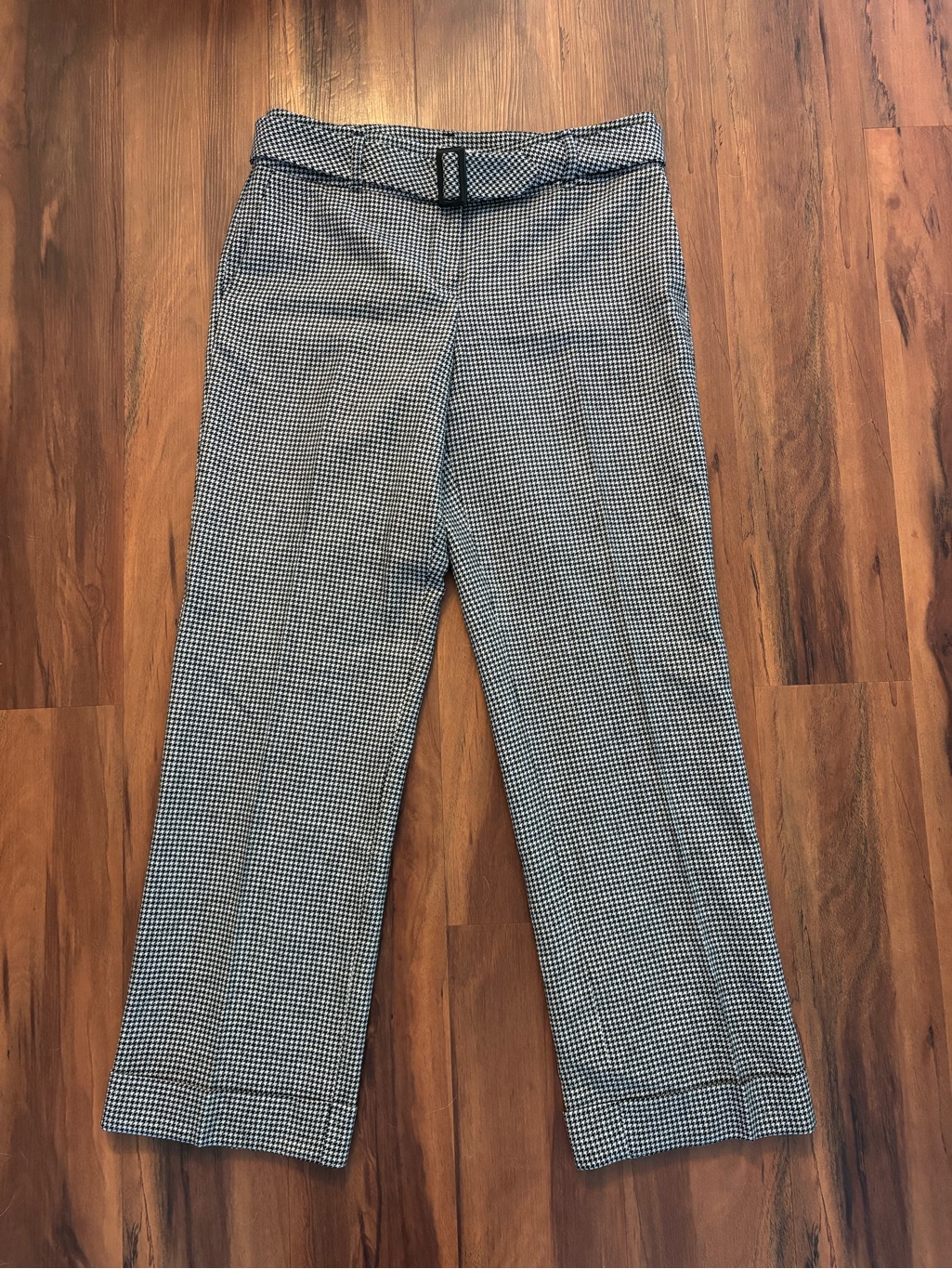 Talbots Black And White Gingam Dress Pants With Belt